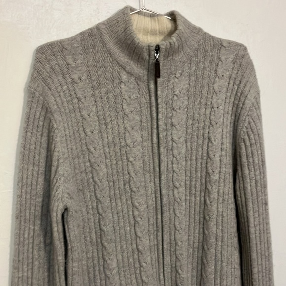 Tasso Elba lambswool cable knit zip front cardigan Medium - Picture 2 of 8